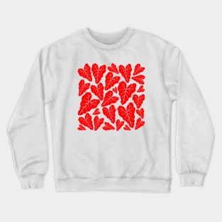 Red veiny heart shaped plant leaves pattern Crewneck Sweatshirt